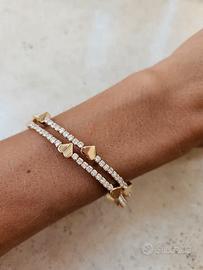 Bracciale Oro con Brillantini e Cuoricini