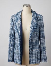 Giacca Blazer in Tweed a quadri- Blu e Bianco