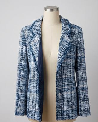 Giacca Blazer in Tweed a quadri- Blu e Bianco