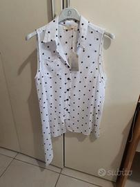 Camicia donna smanicata a pois della PDK