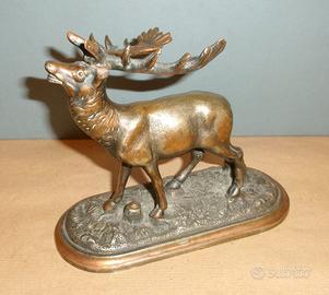 STATUETTA IN BRONZO - CERVIDE -  16 x 7 x 14 cm.