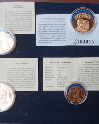 Europa Lotto 4 medaglie commemorative placcate oro