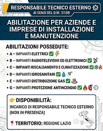 Responsabile Tecnico Esterno DM 37/08 - Lazio