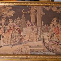 Arazzo  Scena Bucolica '700 con Cornice Dorata