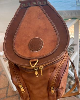 Zaino trasformabile vintage in vera pelle/cuoio
