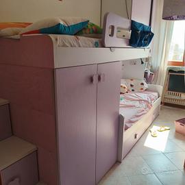 Cameretta Bambine color Lilla 2 letti