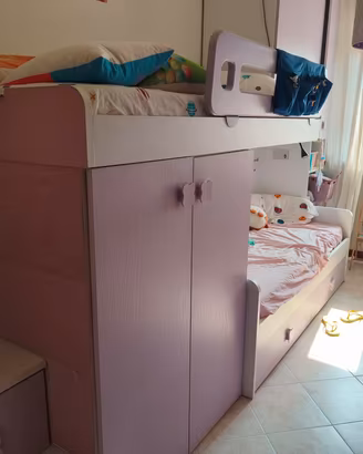 Cameretta Bambine color Lilla 2 letti