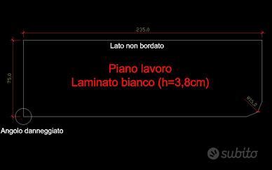 Top - piano lavoro in laminato con difetto.