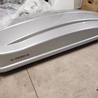 Box tetto in ABS, 430 litri - Argento lucido