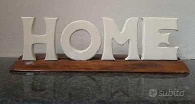 targa in legno scritta home bianco noce nuovo