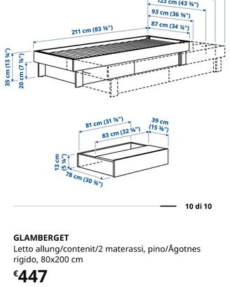 Letto allungabile in pino 2 cassetti 2 materassi