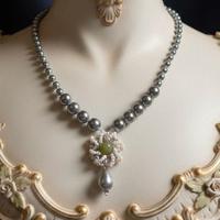 Collana Perle Ciondolo Giada retrò pezzo unico