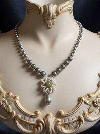 Collana Perle Ciondolo Giada retrò pezzo unico