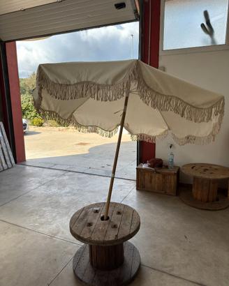 Ombrellone da mare in Legno e Tela di Cotone