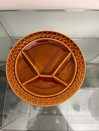 Set piatti vintage anni 70 ceramica marrone