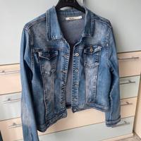 Giubbino jeans effetto slavato con brillantini XL