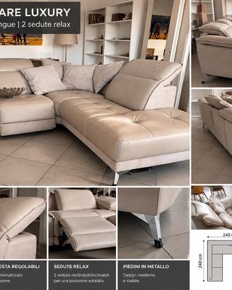 Divano angolare luxury pelle lavabile 240x240