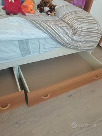 letto singolo con mobile e cassetti