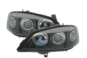 FARI PER OPEL ASTRA G 97-04 ANGEL EYES FONDO NERO 