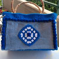 Borsa fatta in cordino e jeans all'uncinetto 