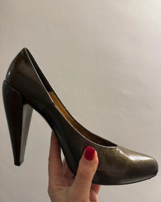 Scarpa décolleté metallizzata n.37 tacco alto
