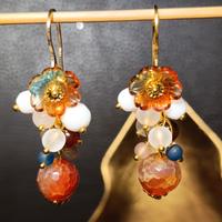 orecchini giada miele,onice bianco,acciaio