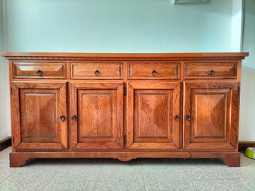 Credenza legno massiccio con 4 ante e 4 cassetti 