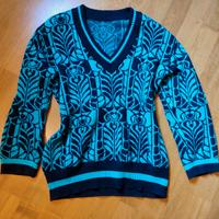 Maglione invernale a righe blu/nero – collo alto –