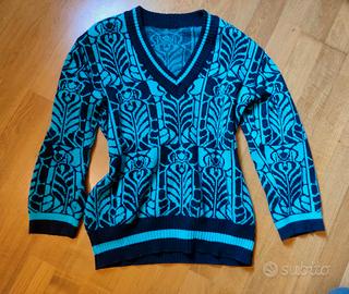 Maglione invernale a righe blu/nero – collo alto –