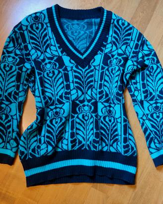 Maglione invernale a righe blu/nero – collo alto –
