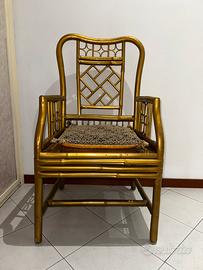 Poltrona Chinoiserie bamboo laccato oro