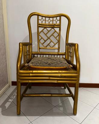 Poltrona Chinoiserie bamboo laccato oro