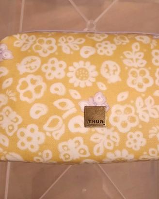 Pochette Thun nuova gialla e viola con cerniera.