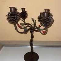 CANDELABRO RUSTICO IN METALLO A 6 BRACCI