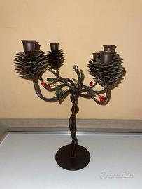 CANDELABRO RUSTICO IN METALLO A 6 BRACCI