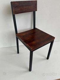 Sedie Industriali Vintage Legno e Metallo, Nuove