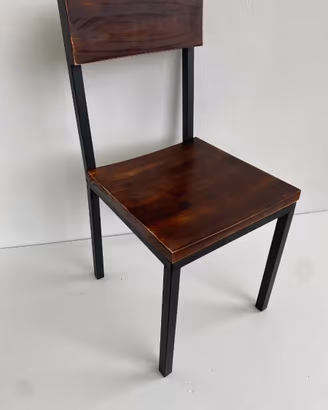 Sedie Industriali Vintage Legno e Metallo, Nuove