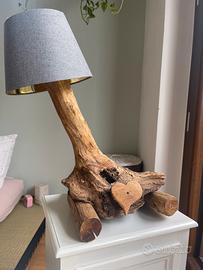 2 Lampade bajour fatte a mano in legno grezzo