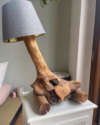 2 Lampade bajour fatte a mano in legno grezzo