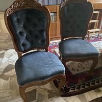 Coppia sedie Rococò Revival in velluto blu