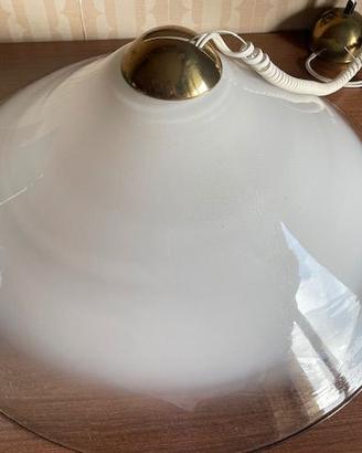 Lampadario in cristallo bianco di Fontana Arte