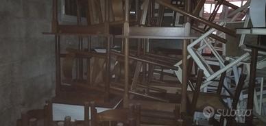 tavoli di servizio sala e sedie in legno