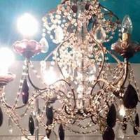 Lampadario ferro battuto e cristallo