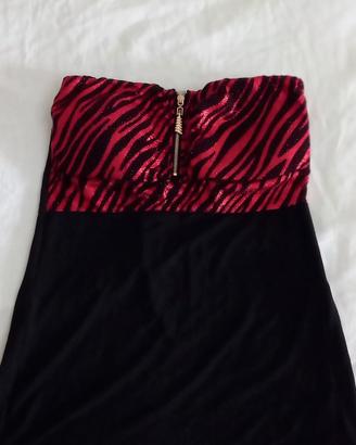 top nero rosso senza spalline 