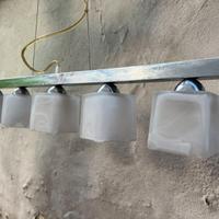 Lampada a sospensione 5 luci vetro opalino