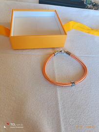Bracciale Cordino Arancione e Acciaio