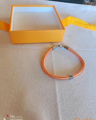 Bracciale Cordino Arancione e Acciaio