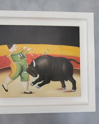 Quadro Banderillas Botero cornice legno bianco