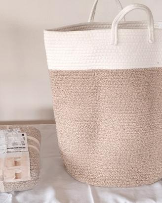 borsa portatutto, cesto biancheria in corda cotone