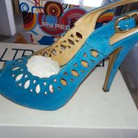 Sandalo azzurro tacco